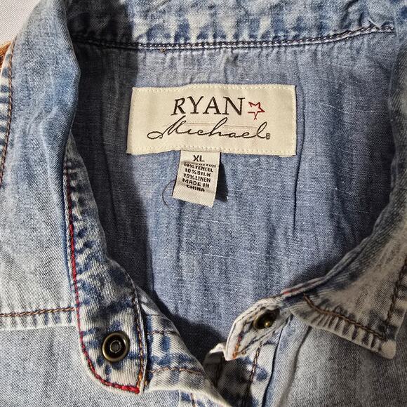 Ryan Micheal Western Denim Snap Button Up Womens Size XL - Picture 3 of 8